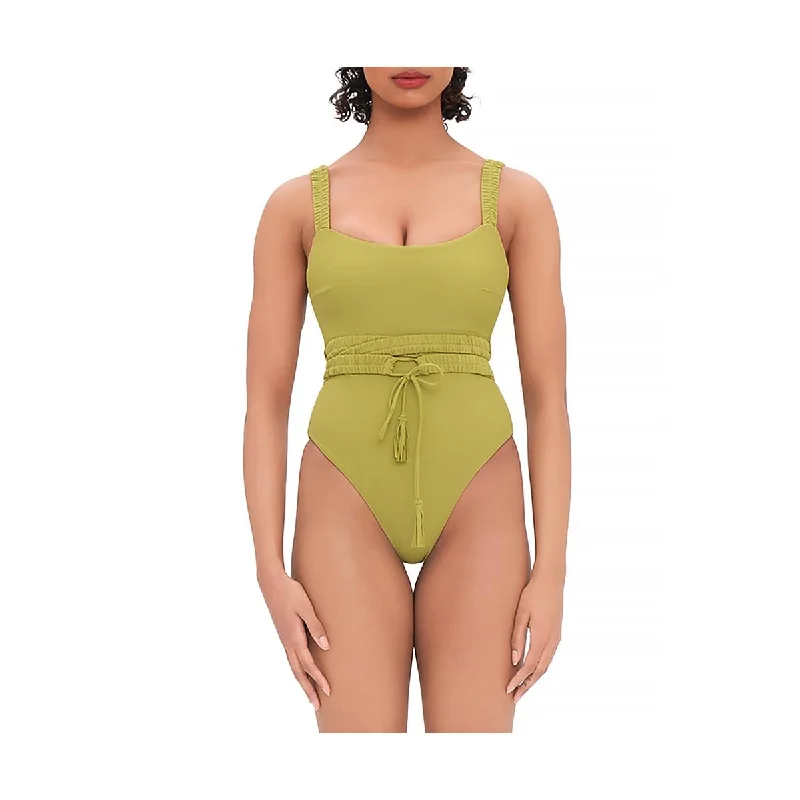 Andrea Iyamah Womens Anti Belted  Strappy Nylon One-Piece Swimsuit