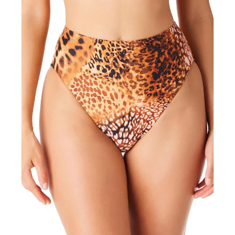 Bar III Womens Cheetah Print High-Rise Swim Bottom Separates