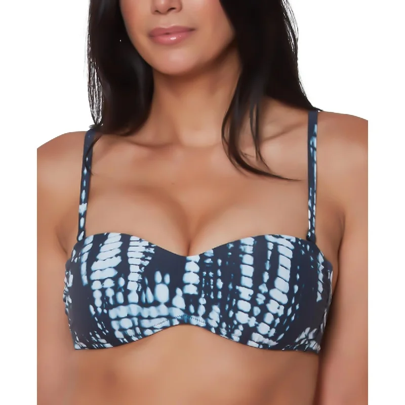 Bar III Womens Tie-Dye Printed Bikini Swim top