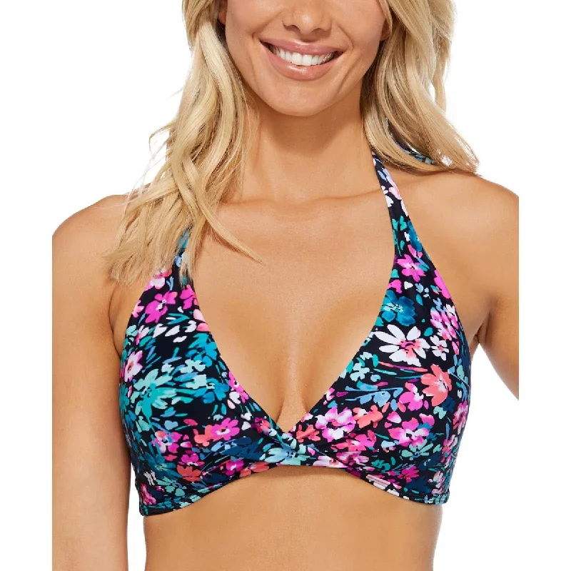 Island Escape Womens Printed Halter Bikini Swim top