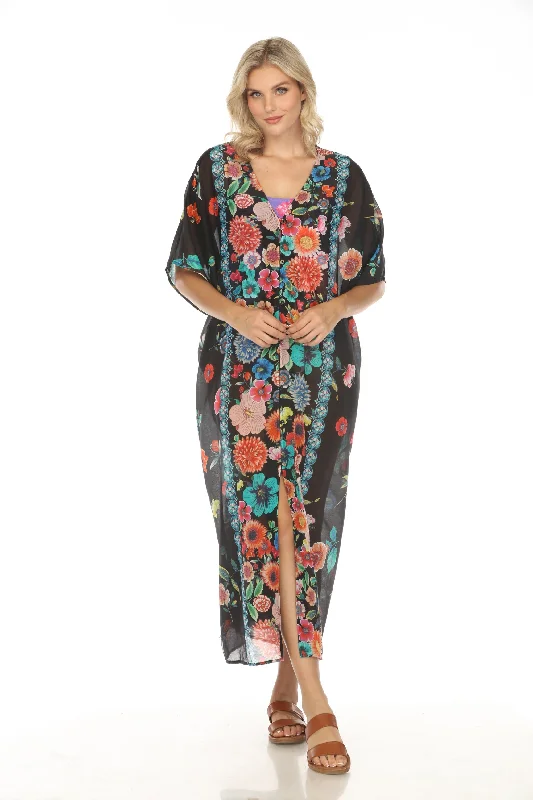 Johnny Was Evening Palace V-Neck Swim Cover-Up Kaftan Dress CSW5223-N