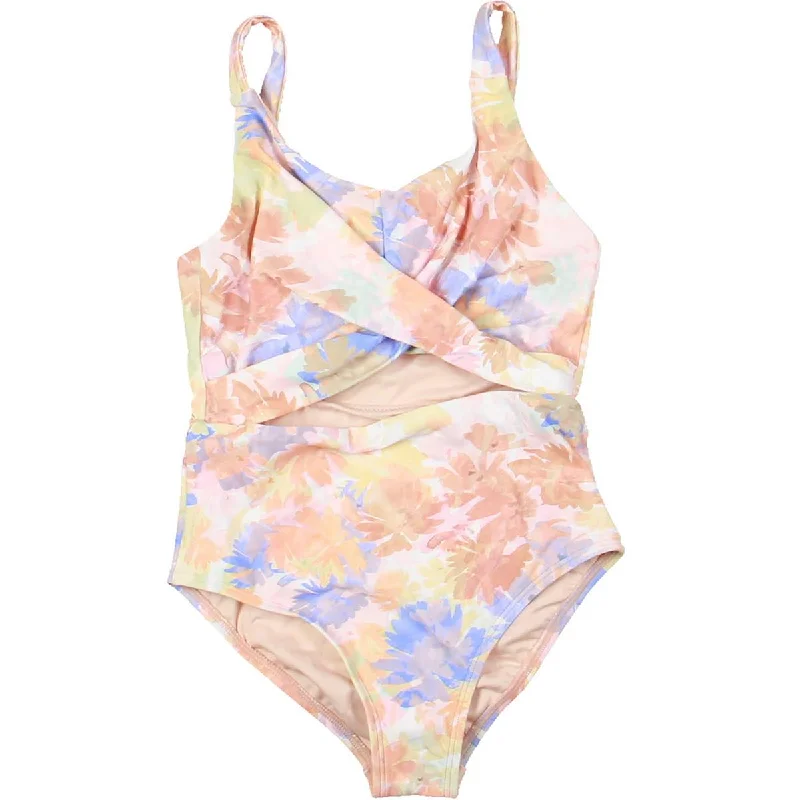 O'Neill Girls Floral Print Key Hole One-Piece Swimsuit