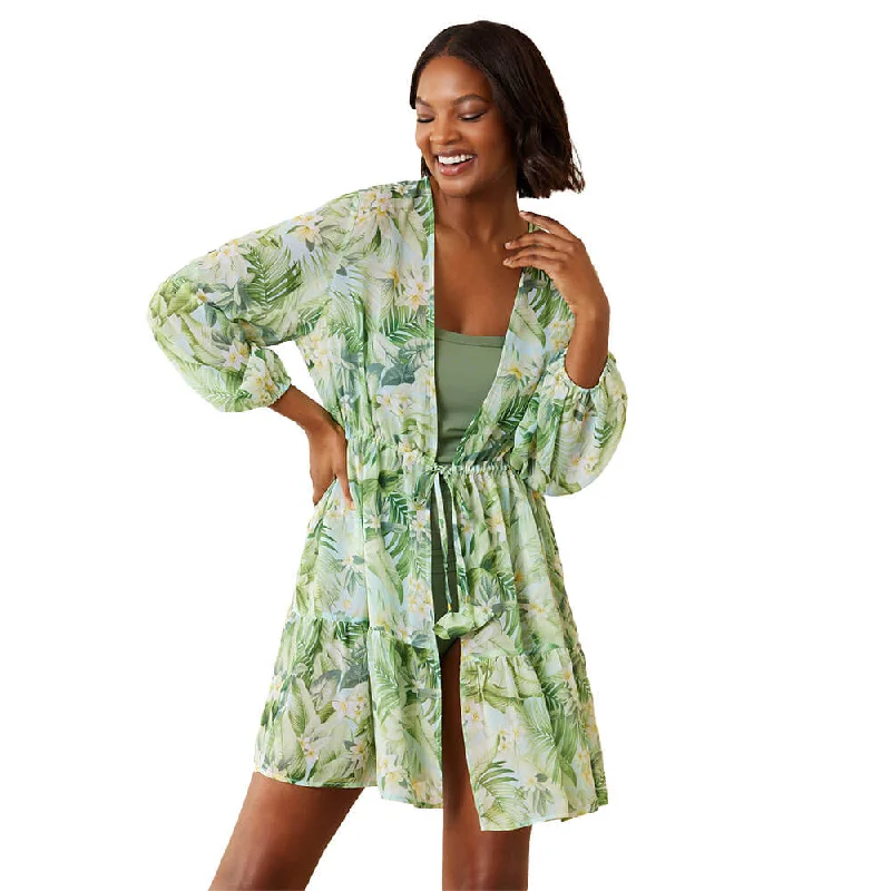 Tommy Bahama Paradise Fronds Open Front Tunic Cover Up - Lt Swimming Pool