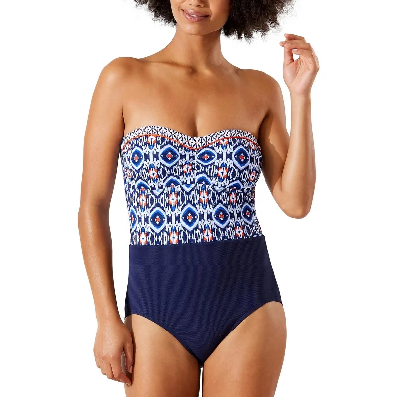 Tommy Bahama Womens Island Cays Printed Bandeau One-Piece Swimsuit