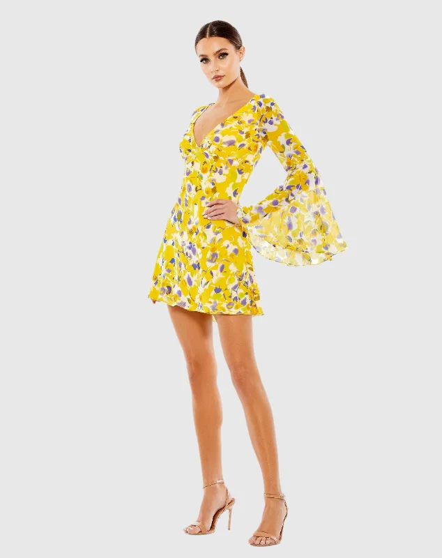 Floral Bell Sleeve Mini Dress - FINAL SALE