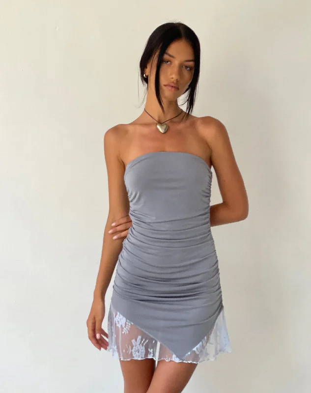 MOTEL X JACQUIE Carlie Bandeau Mini Dress in Slinky Grey