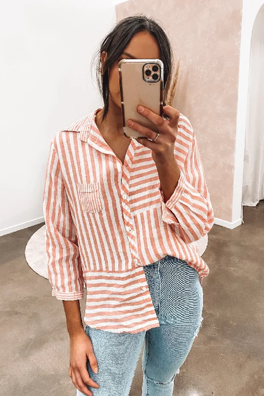 Connor Linen Shirt Coral