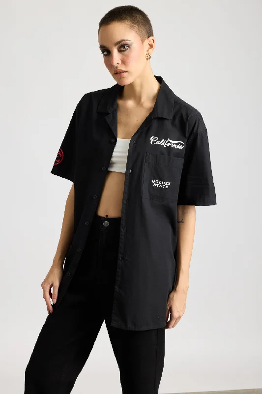 Cotton Poplin Women's Garage Shirt - Classic Black