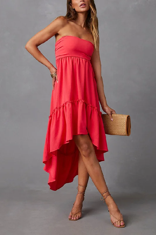 Jorga strapless midi dress coral