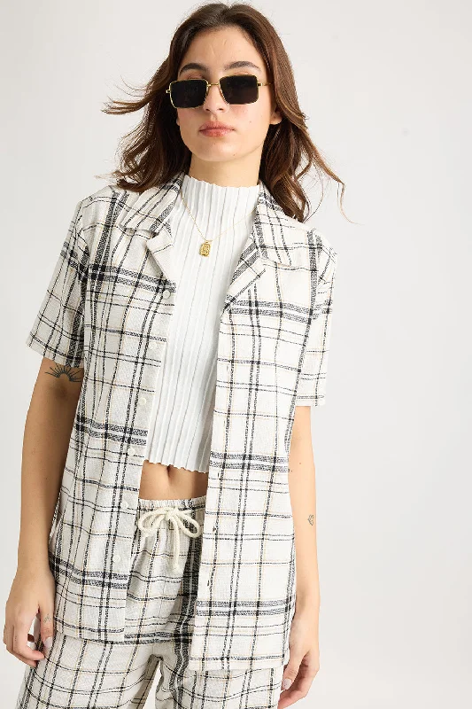 Matty Oversized Women's Shirt - White/Black Checks