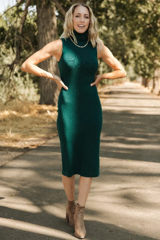 Melbourne Turtleneck Midi Dress | Emerald