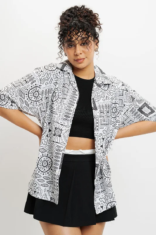 Neo Aztec Resort Collar Women's Shirt