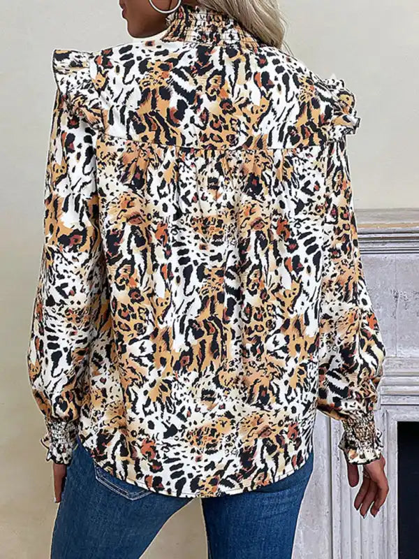 New fashion women’s leopard print long-sleeved shirt