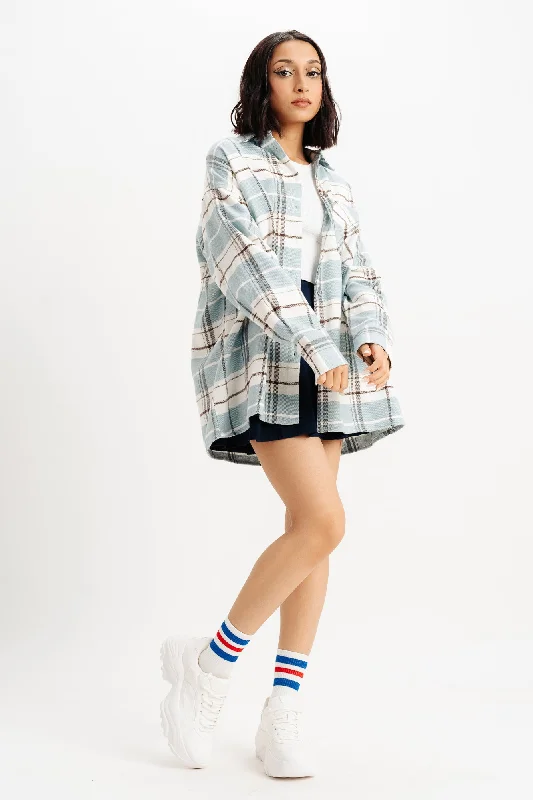 Oversized Light Blue Checkered Shirt