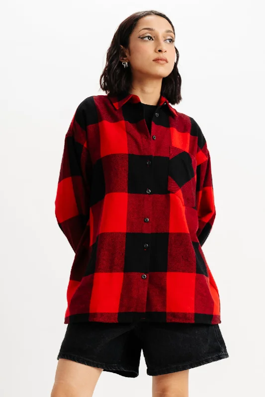 Oversized Red Checks Shirt