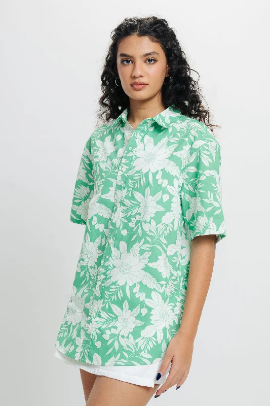 Green Printed Viscose Shirt