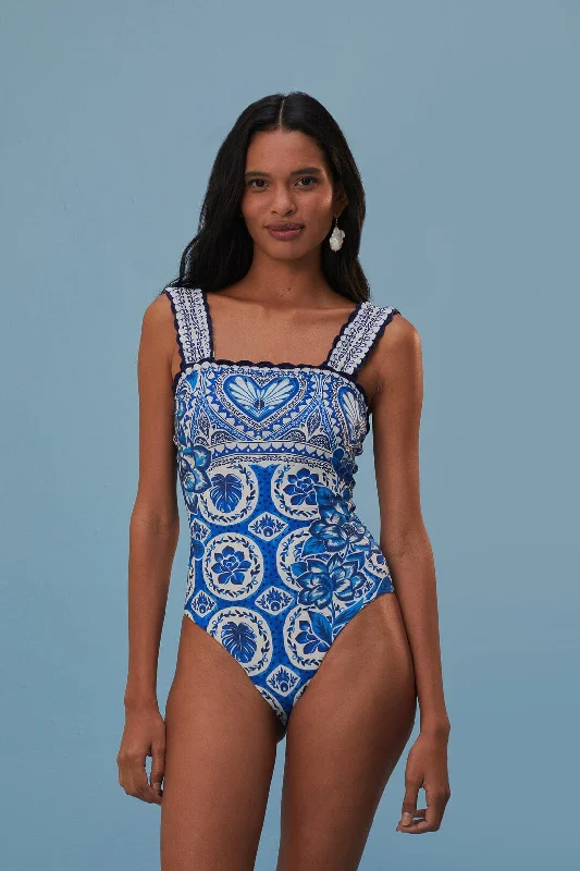 Blue Tile Dream One Piece Swimsuit