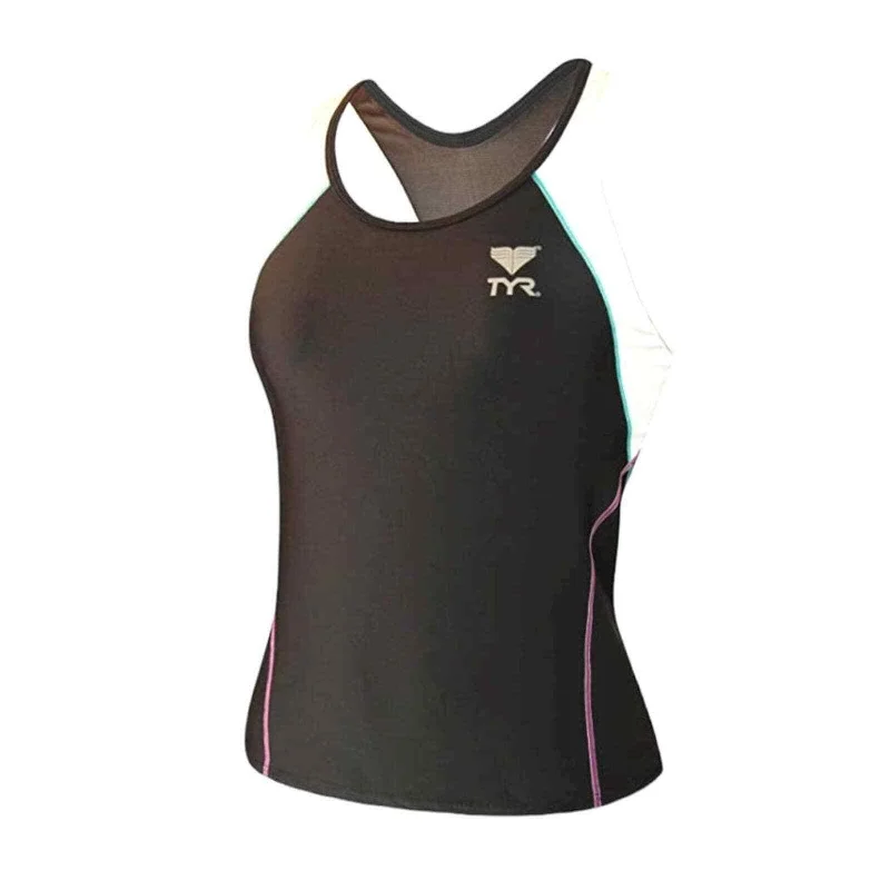 TYR Triathlon Splice Tankini Tank Top, Black, Medium