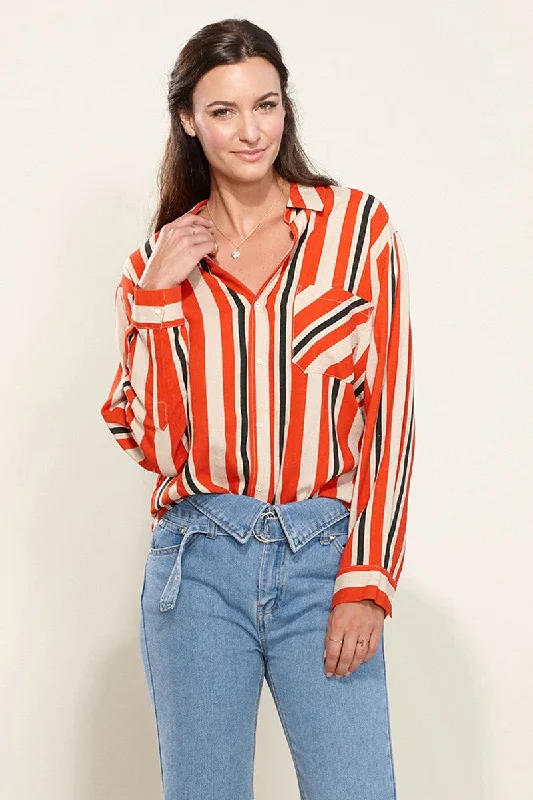 Women's Printed Linen Button Down Shirt