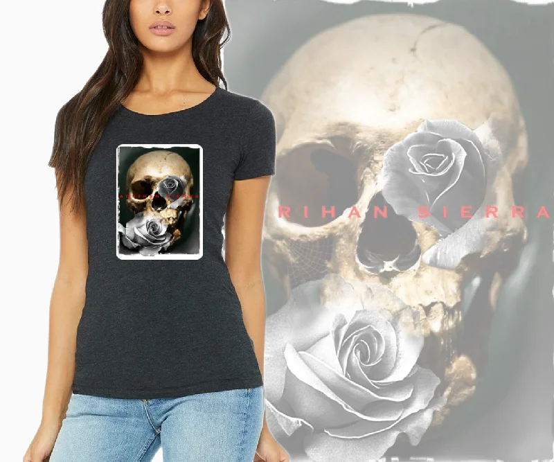 Art Society SIERRA SKULL ROSE WOMENS TEE BLACK