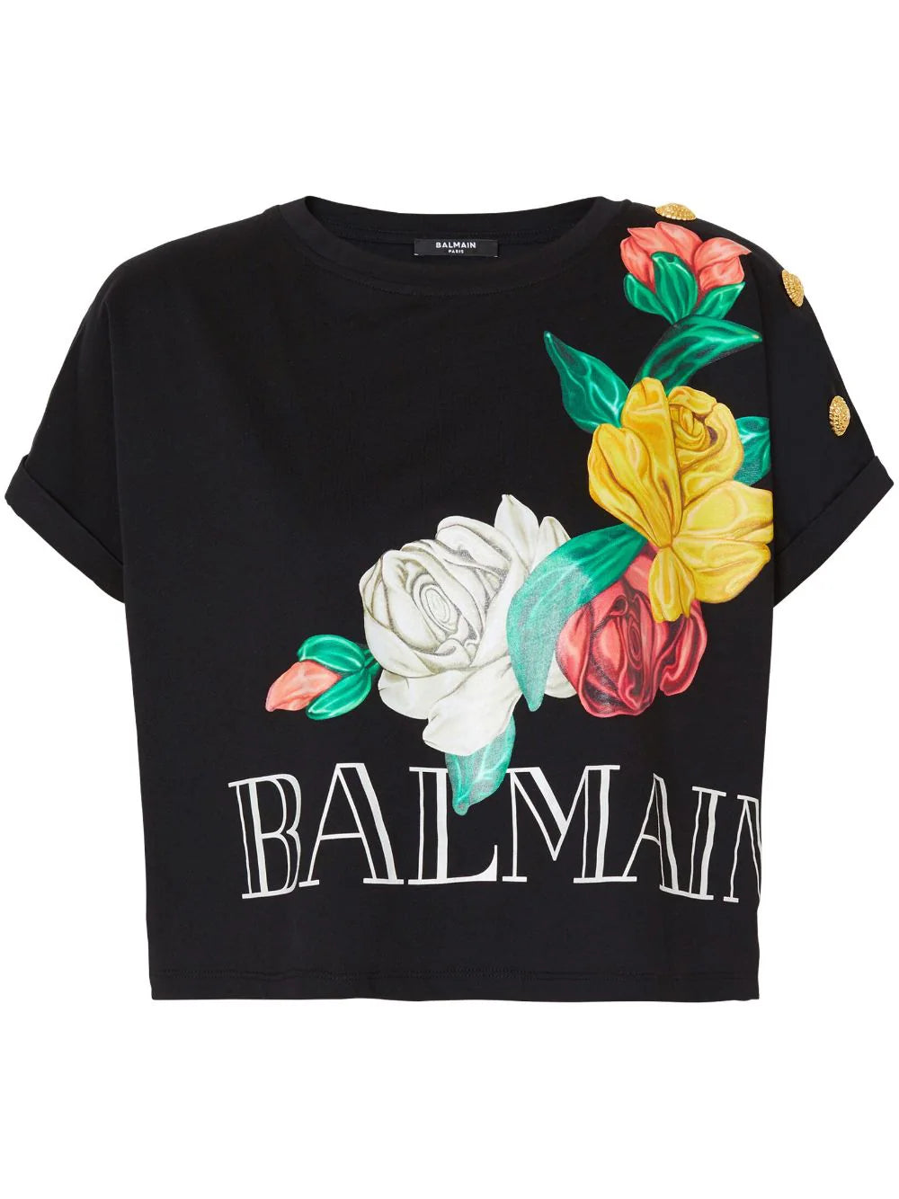 BALMAIN WOMEN Vintage Balmain T-shirt with Roses print BLACK