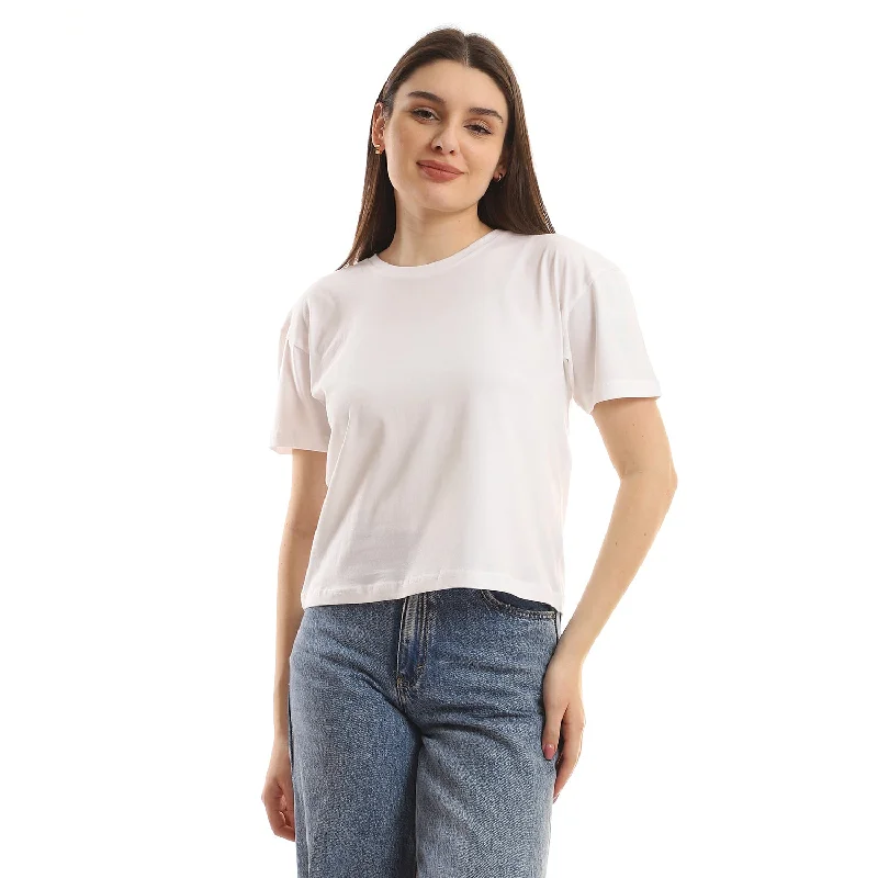 Basic Women cropped SS T-shirt - White