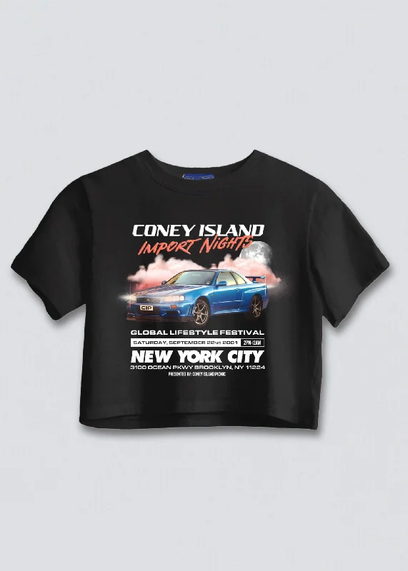 Coney Island Import Nights Puff Print Cropped Boxy Tee