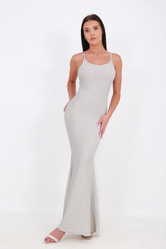 Destiny Spaghetti Maxi dress - Silver- Miss Molly Brand