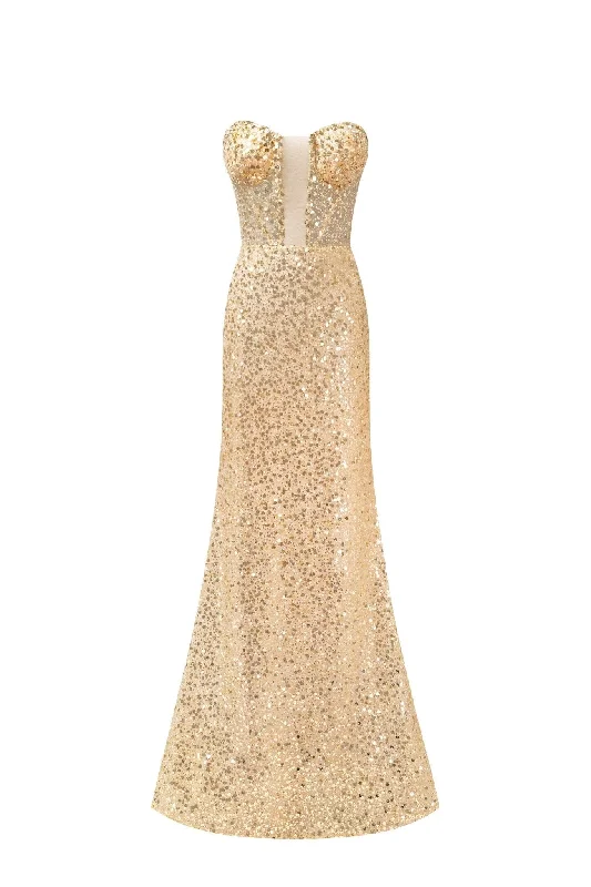 Showstopper maxi dress covered in gold sequins