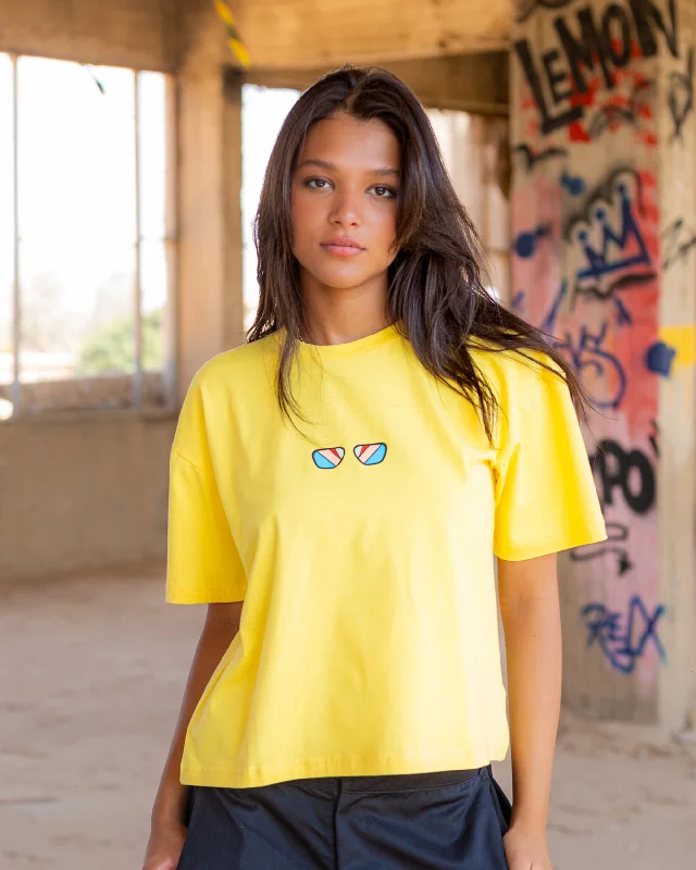 Monkey Women cropped SS T-shirt - Yellow