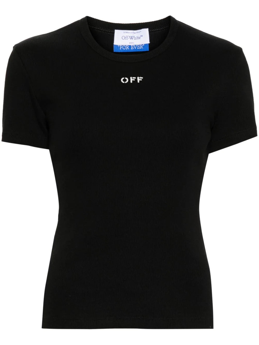 Off White Women Off Stamp Rib Basic Tee Black White