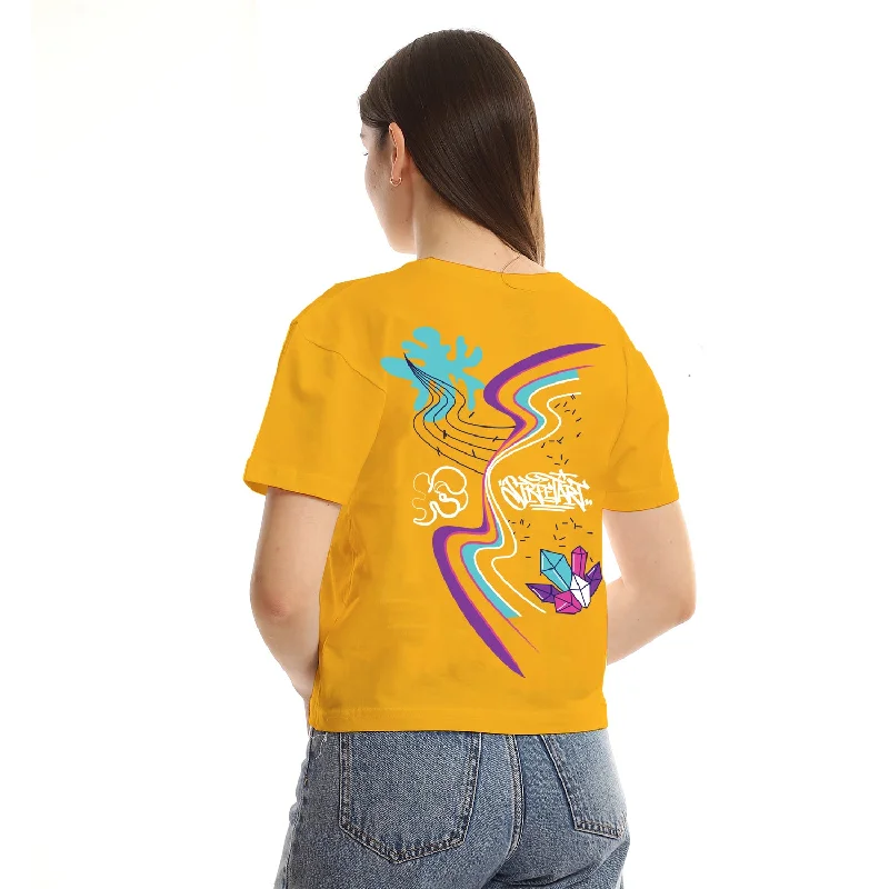 Street Art Women cropped SS T-shirt - Yellow