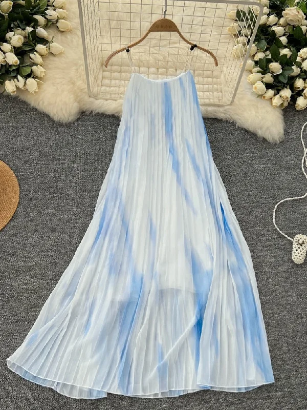 Timeless Impression Sky Blue Pleated Maxi Dress