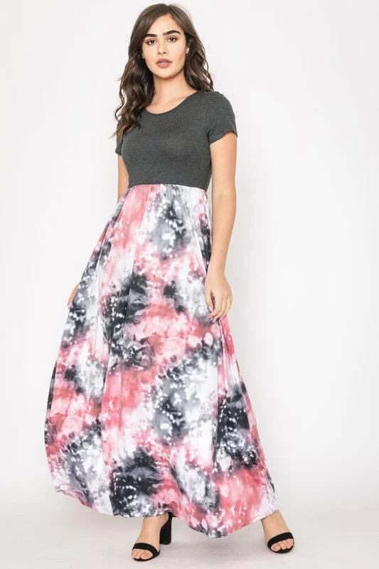 Two Tone Tie Dye Maxi Dress