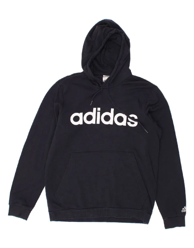 ADIDAS Mens Graphic Hoodie Jumper Large Navy Blue