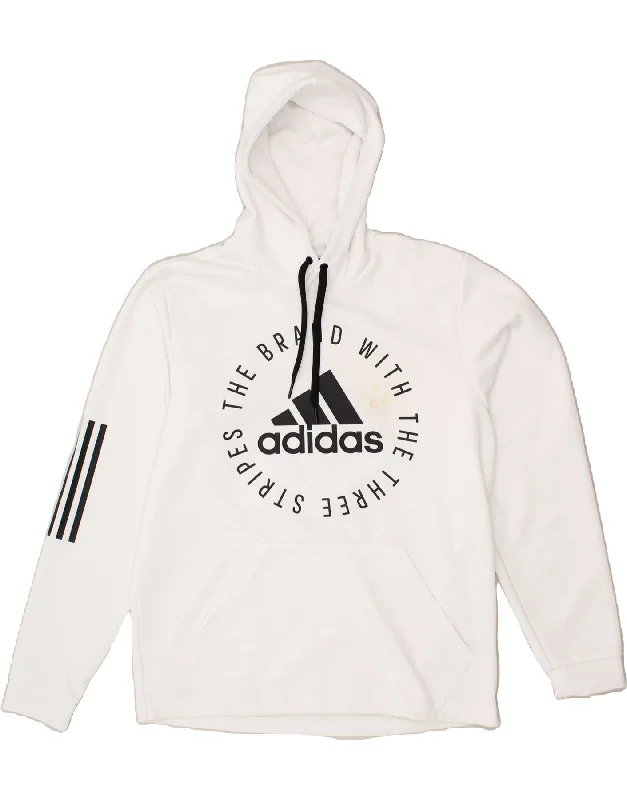 ADIDAS Mens Graphic Hoodie Jumper Medium White Polyester