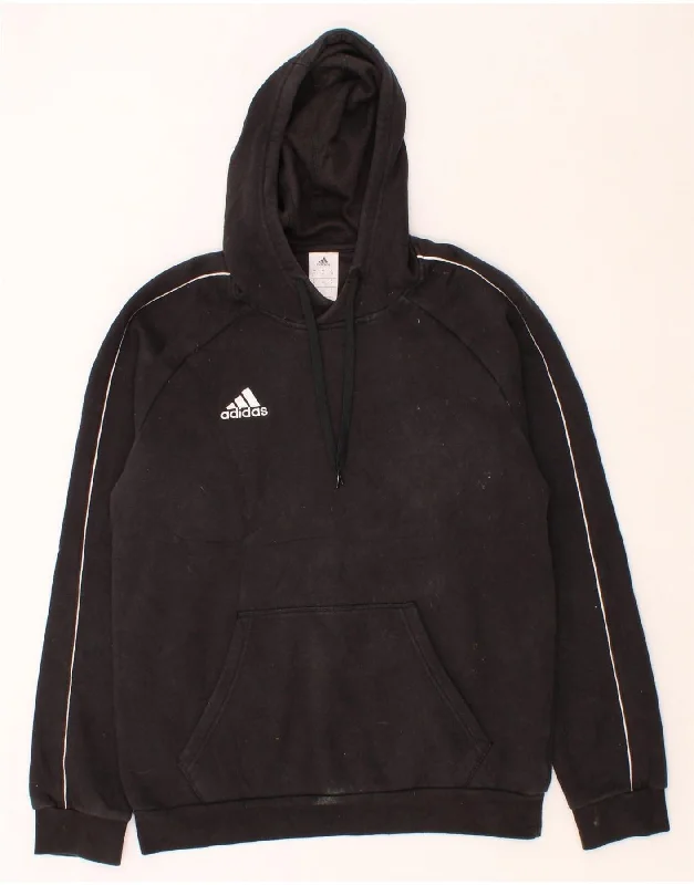 ADIDAS Mens Hoodie Jumper Medium Black Cotton