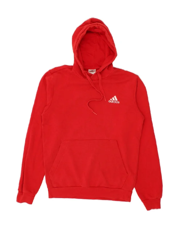 ADIDAS Mens Hoodie Jumper Small Red Cotton