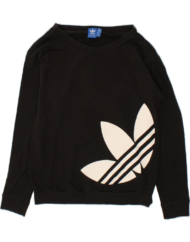 ADIDAS Womens Graphic Sweatshirt Jumper UK 10 Small  Black Cotton