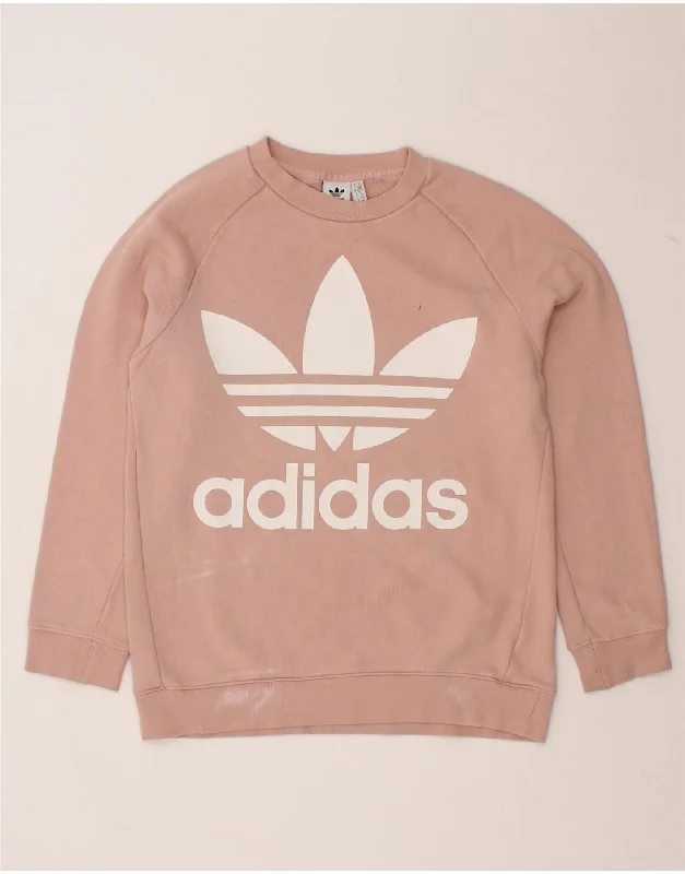 ADIDAS Womens Graphic Sweatshirt Jumper UK 6 XS Pink Cotton