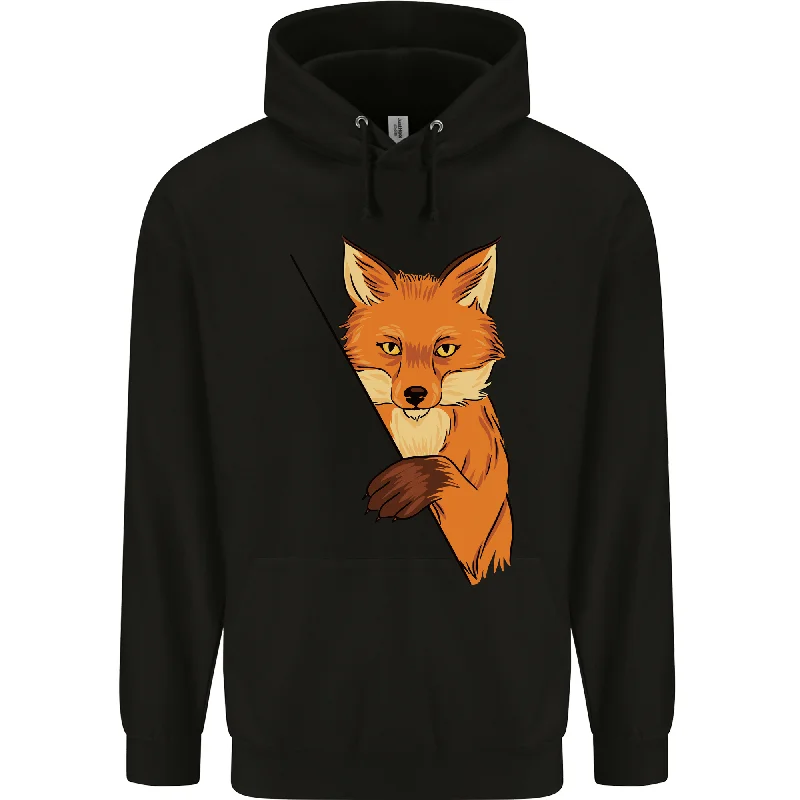 An Orange Fox Illustration Mens 80% Cotton Hoodie