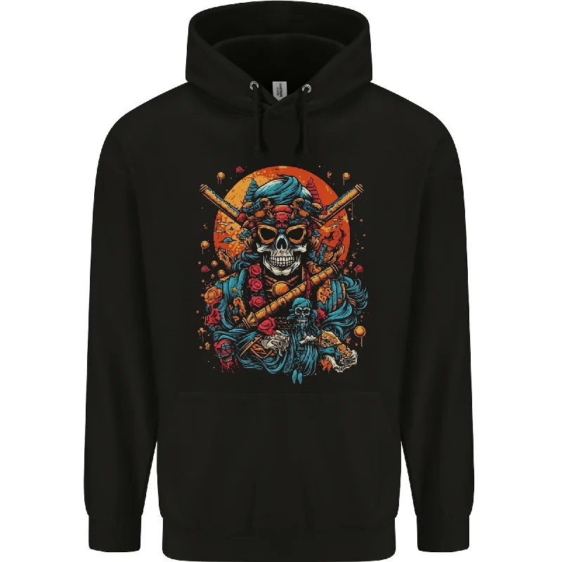 An Oriental Samurai Skull MMA Martial Arts Mens 80% Cotton Hoodie