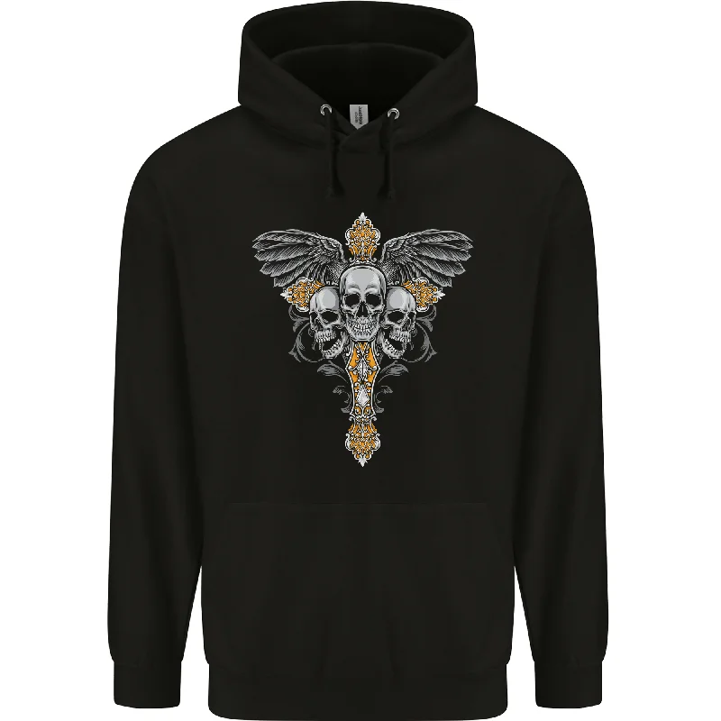 An Ornate Moth Skull Mens 80% Cotton Hoodie