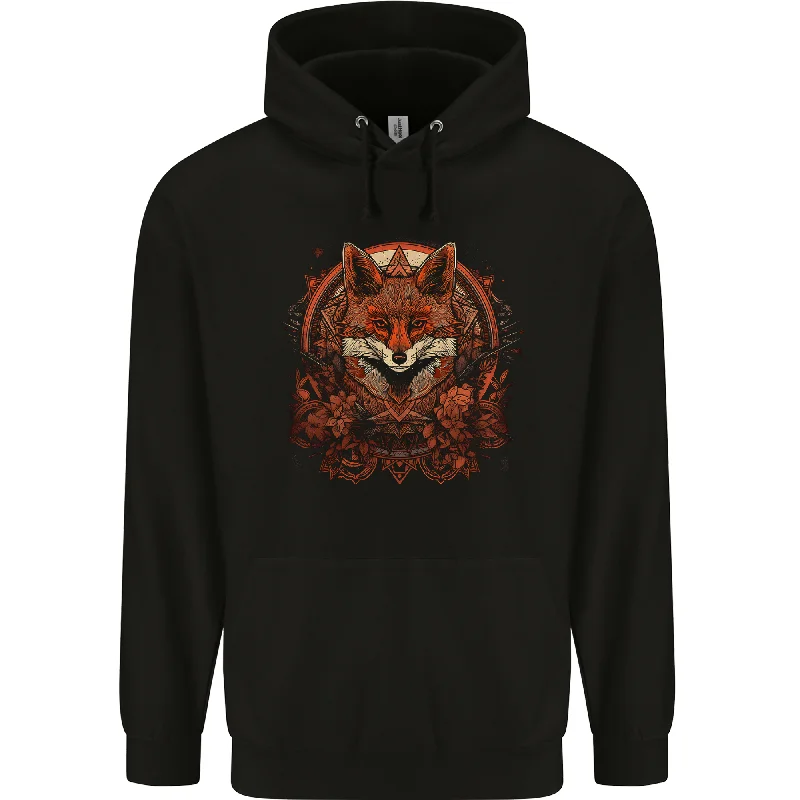 An Ornate Polygon Fantasy Fox Mens 80% Cotton Hoodie