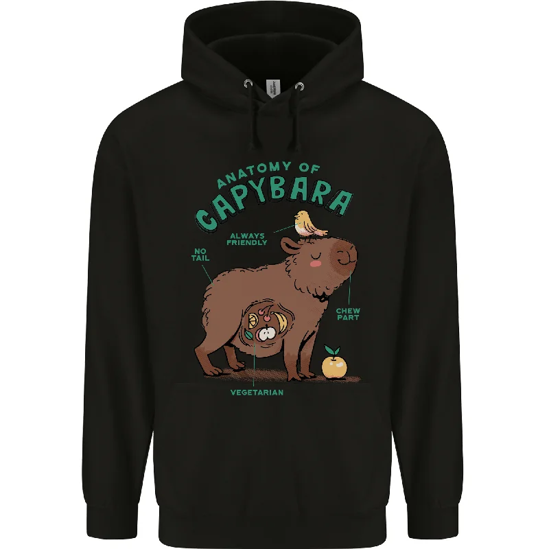 Anatomy of a Capybara Funny Mens 80% Cotton Hoodie