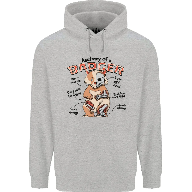 Anatomy of a Badger Funny Mens 80% Cotton Hoodie