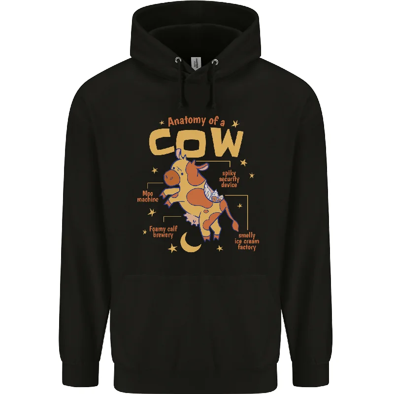 Anatomy of a Cow Funny Mens 80% Cotton Hoodie