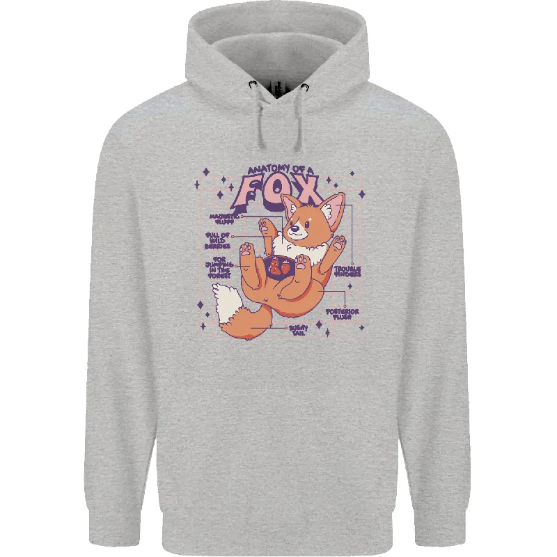 Anatomy of a Fox Foxes Funny Mens 80% Cotton Hoodie