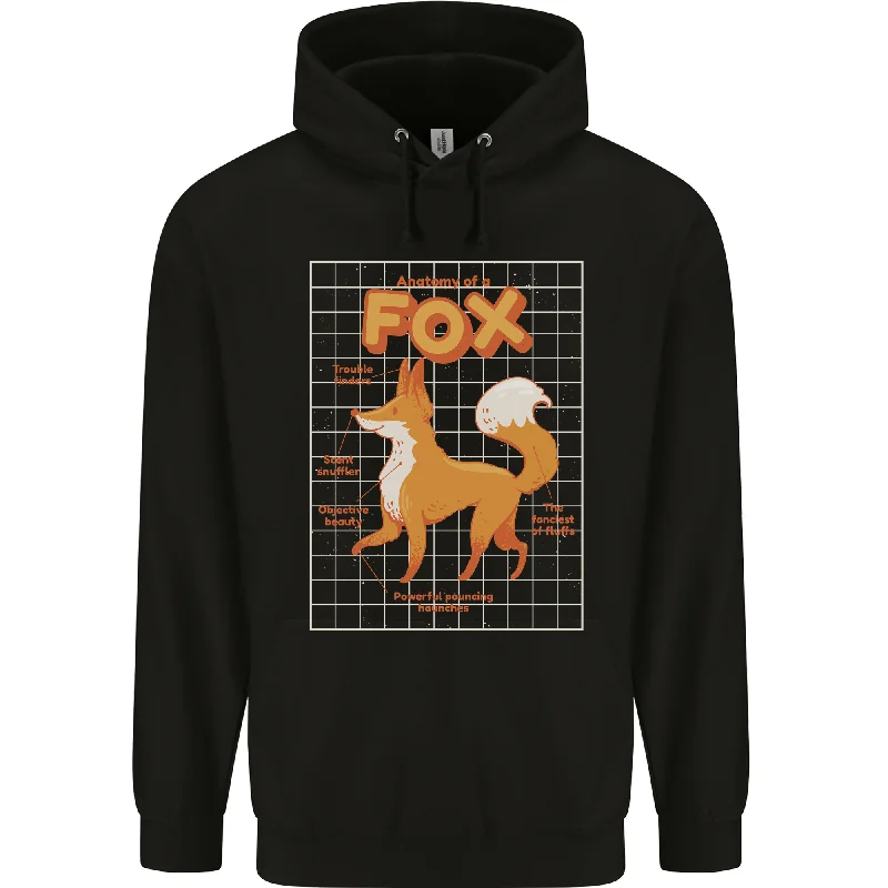 Anatomy of a Fox Funny Foxes Mens 80% Cotton Hoodie