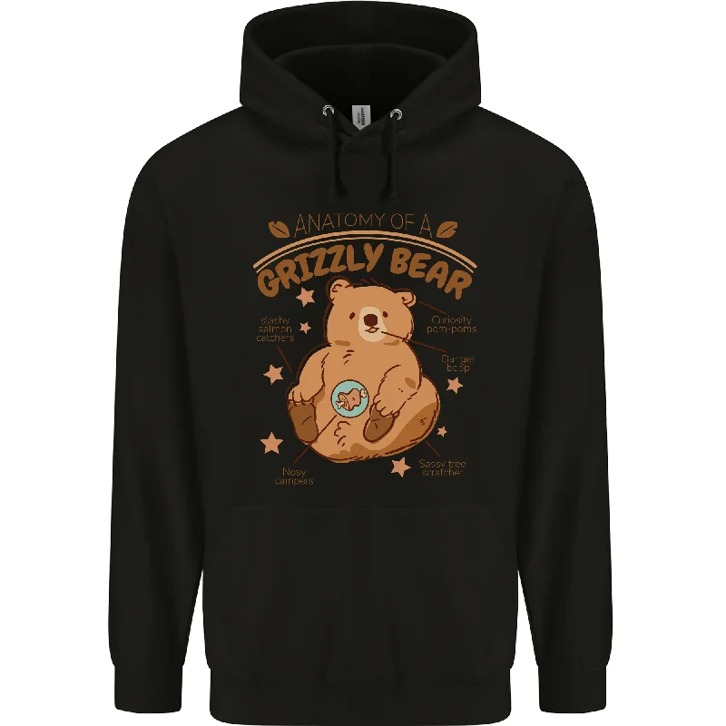 Anatomy of a Grizzly Bear Mens 80% Cotton Hoodie